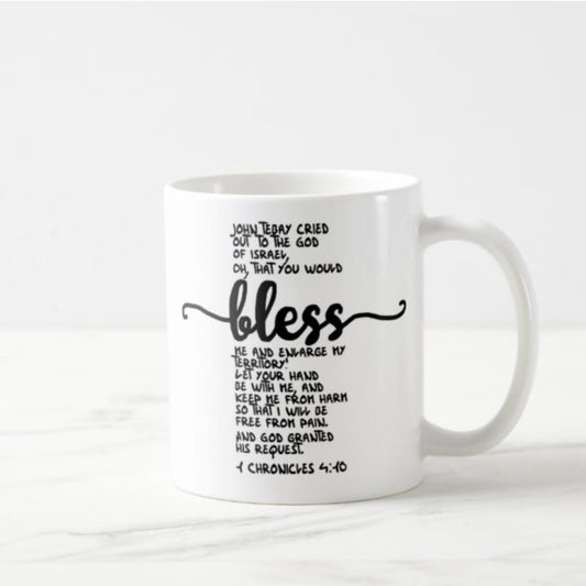 1 Chronicles 4:10 Personalized Coffee Mug (11oz) - Bless Me and Enlarge My Territory